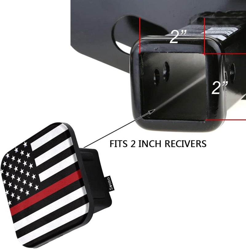 Swono American Flag Square Receiver Hitch Covers Vintage Thin Red Line USA Flag Heavy-Duty Trailer Hitch Tube Cover Plug Cap for Pickups SUVs Cars, 2 Inch Receivers Diameter - Image 3